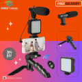 AY-49 Phone Vlog Tripod Vlogging Kit with Microphone, LED Light, and Remote Control - All-in-One Vlogging Kit. 