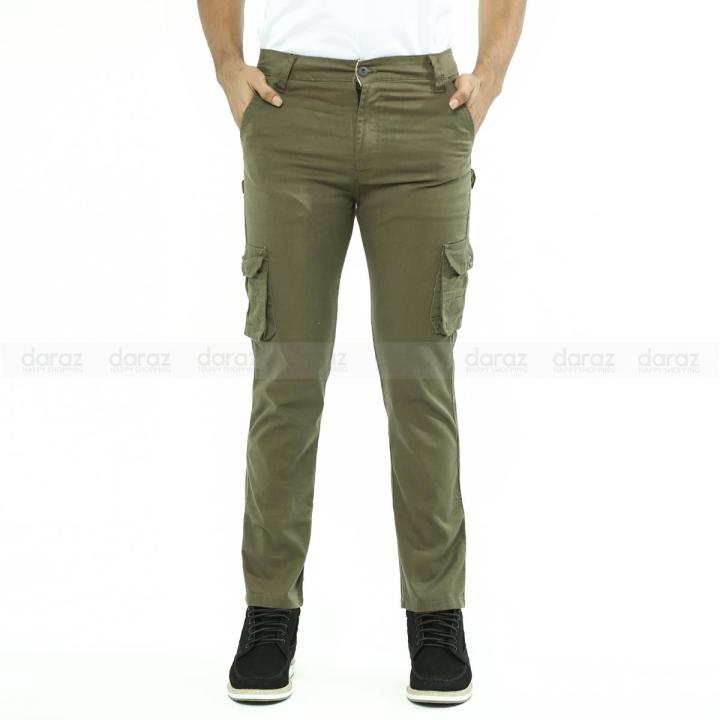 পুরুষদের জন্য অলিভ ট্যুইল কার্গো/মোবাইল প্যান্ট