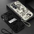 Marvel Logo Avengers Phone Case for Samsung Galaxy S24 Ultra S20 FE S22 Plus S23 Ultra 5G S21 Luxury Square Liquid Cover. 