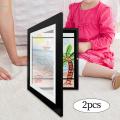 2x Wooden Photo Frame, Frame Front Opening Card Display, Glass Floating Front Open Artwork Picture Frame for Living Room, Baby Shower. 