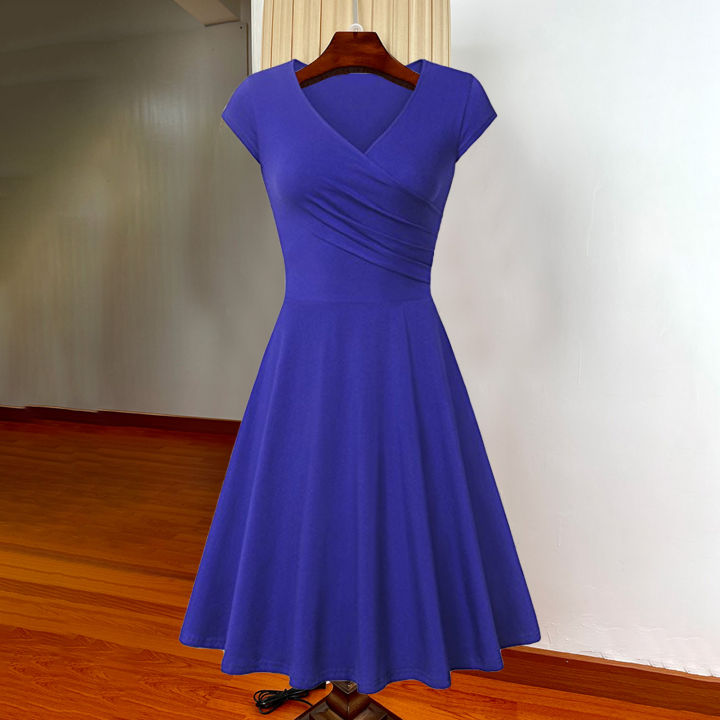 Casual%20Dress%20Pure%20Colors%20Pleated%20Large%20Hemline%20A-Line%20Swing%20Dress%20-%20Image%208