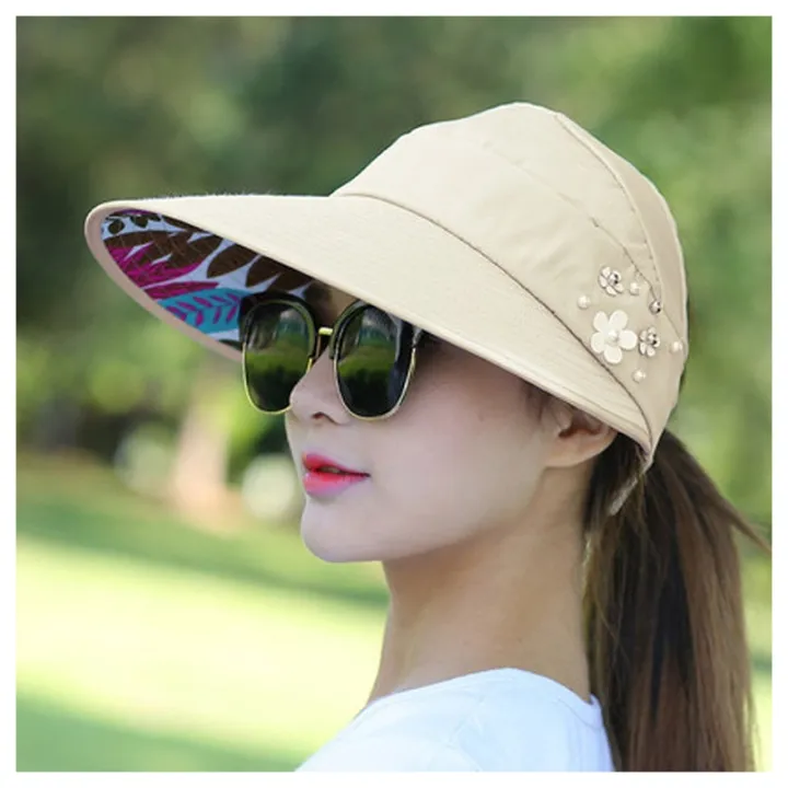 Summer%20Sun%20Hats%20Women%20Foldable%20UV%20Protection%20Sun%20Hat%20Visor%20Sun%20creen%20Floppy%20Cap%20Femme%20Outdoor%20Beach%20Hat%20-%20Image%203