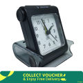 Table Folding Alarm Clock with Loud Hammer, Noctilucent Hands, Silent Movement, High Quality Steel Shell, Black. Perfect for Bedroom, Living Room, or Study.