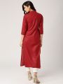 "Maroon Linen Stylish and Fashionable Casual Ready Made Kurti for Women (Tailor Made) - Maroon_NecktoBodyKuchi". 