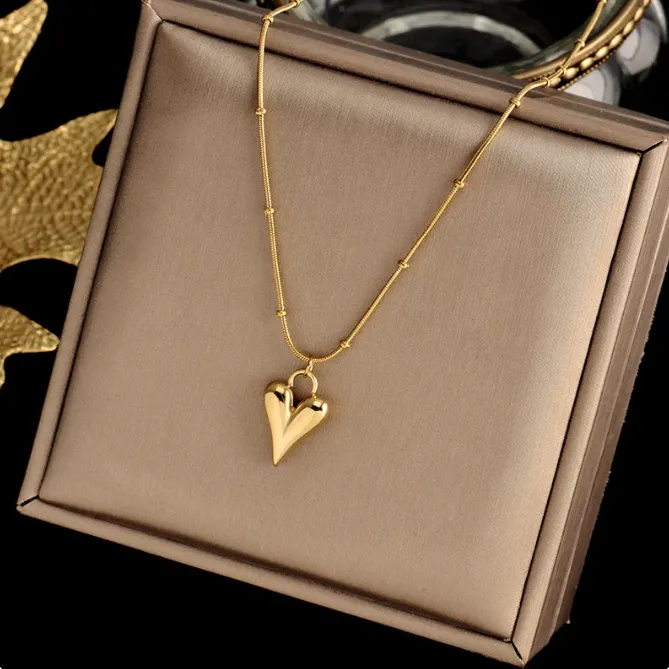 Heart%20Pendant%20Necklace%20For%20Women%20Metal%20Jewelry%20Simple%20Chain%20Choker%20Party%20Gift%20-%20Image%202