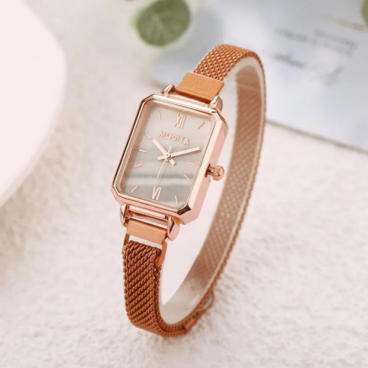Women%20Watches%20Fashion%20Square%20Ladies%20Quartz%20Watch%20Magnetic%20Strap%20Green%20Dial%20Simple%20Rose%20Gold%20Mesh%20Luxury%20Women%20Watches%20-%20Image%202