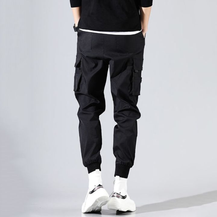 Cargo%20Pants%20Men%20Solid%20Color%20Black%20Loose%20Casual%20Joggercket%20Elastic%20waist%20Ankle%20Length%20Trousers%20Men%20-%20Image%205