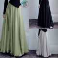 Ladies Qualityful Elastic High Waist Maxi Skirts Ruffle Pleated Skirts Casual Monochromatic Overskirts. 