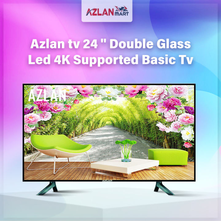 Azlan tv 24 '' Double Glass Led Tv 4K Video 4K Supported Basic Tv