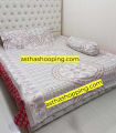 Cotton Fabric (সুতি কাপড়) Printed 7.5 by 8 Feet Double King Size Bedsheet Set with Two Pillow Covers. 