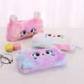 Kawaii Cartoon Cute Cat Plush Pouch Pencil Zipper Fluffy Large Capacity Pen Bag Fullhouse.