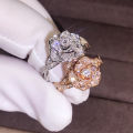 Rose Gold Plated Simulated Diamond Rings Rose Classic Wedding Rings for Women Girls.