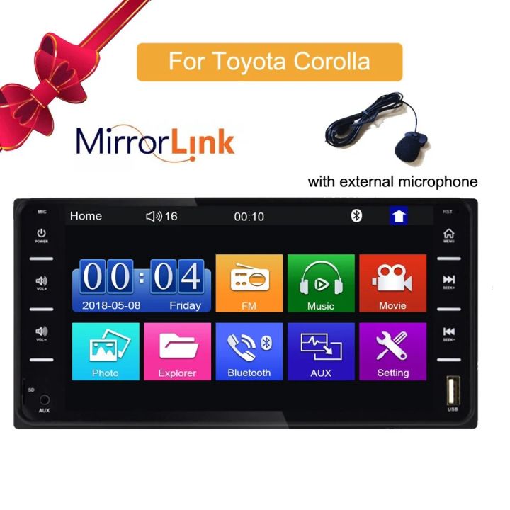 Car Audio MP5 DVD Player For Toyota Corolla 2 Din Touch Screen Android/IOS MirrorLink Bluetooth 7 Universal FM Microphone mp5