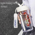 600 ML Sports Water Bottle Food Grade Tritan Material Water Cup Female Straw Cup Summer Portable Water Cup Handy Cup. 