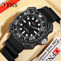 OFNS Waterproof Watch Silicone Fashionable Watch Minimalist Waterproof Electronic Quartz Men Watch NS1301-3. 