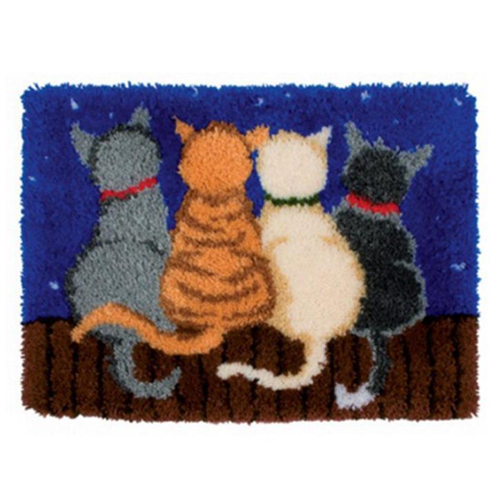 Latch Hook Rug Kits Crocheting Carpet Rug Cats Yarn Pre-Printed