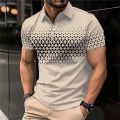 New Summer Men's Polo Shirt Lapel Striped Short Sleeve Letter Printed Button T-Shirt Polo Fashion Top Loser Lione.