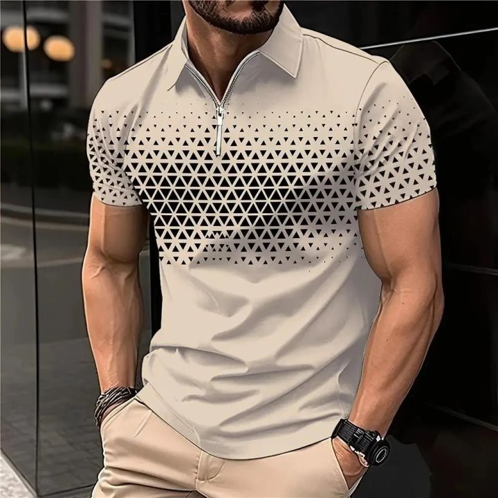 New%20Summer%20Men's%20Polo%20Shirt%20Lapel%20Striped%20Short%20Sleeve%20Letter%20Printed%20Button%20T-Shirt%20Polo%20Fashion%20Top%20Loser%20Lione%20-%20Image%204