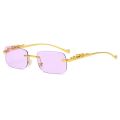 New Rimless Rectangle Vintage Metal Leopard Head Sunglasses Fashion Frameless Tinted Glasses Shades for Women Men. 