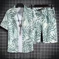 Hawaiian Style Beach Pants Men's Loose Quick-Dry Casual Suit Printed Shirt Shorts Couple plus Size Set. 