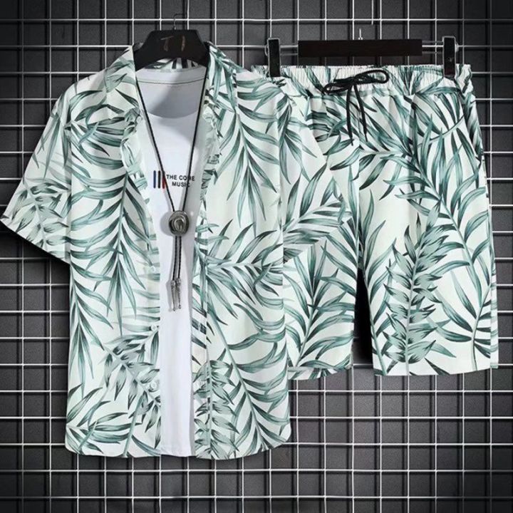 Hawaiian%20Style%20Beach%20Pants%20Men's%20Loose%20Quick-Dry%20Casual%20Suit%20Printed%20Shirt%20Shorts%20Couple%20plus%20Size%20Set%20-%20Image%203