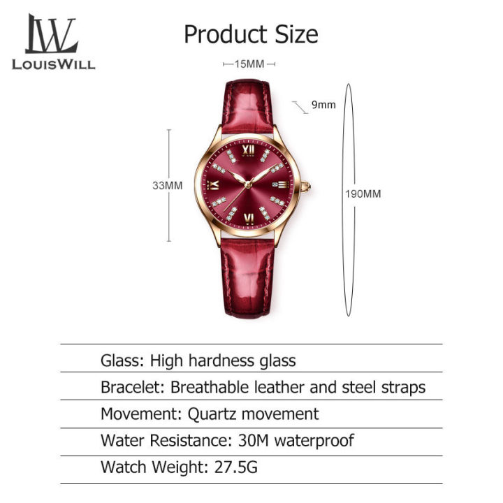 LouisWill%20Women%20Watches%20Diamond%20Casuals%20Retro%20Leather%20Strap%20Watches%20Quartz%20Watches%20Calendar%20Dial%20Luminous%20Pointer%20Watches%203ATM%20Waterproof%20Watches%20Business%20Wristwatch%20for%20Women%20Ladies%20-%20Image%2010