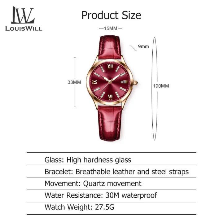 LouisWill%20Women%20Watches%20Diamond%20Casuals%20Retro%20Leather%20Strap%20Watches%20Quartz%20Watches%20Calendar%20Dial%20Luminous%20Pointer%20Watches%203ATM%20Waterproof%20Watches%20Business%20Wristwatch%20for%20Women%20Ladies%20-%20Image%2010
