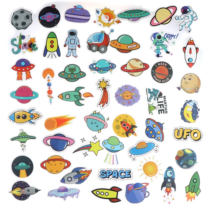 50Pcs%20Cartoon%20Space%20Planet%20Stickers%20Laptop%20Luggage%20Guitar%20Skateboard%20Decals%20BAWEI%20-%20Image%205