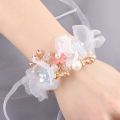 Artificial Flowers Wrist Corsage Elegant Comfortable Touch Anti-Wear Bride Bridesmaid Wrist Corsage Artificial Flowers Bracelet for Wedding Engagement. 