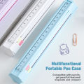 Multifunctional push-pull pencil case set primary school cute pencil case creative pencil case set with pencil ruler eraser. 