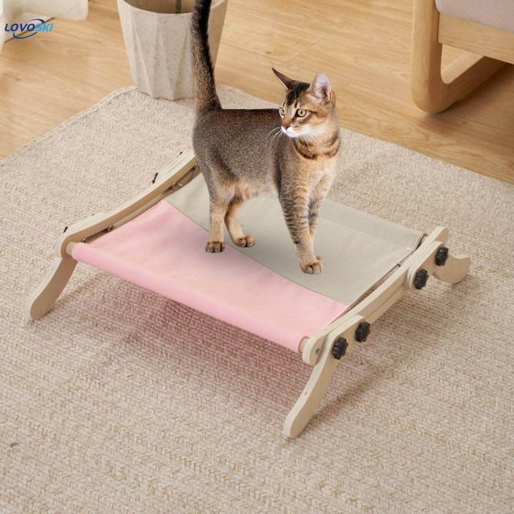 Cat Window Perch Hammock Steady Space Saving with Wood Frame for Indoor Cats Cat Bed pink gray