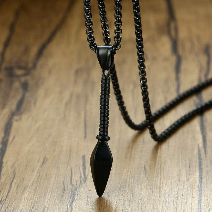 Hip%20Hop%20Punk%20Rock%20Men's%20Design%20Matte%20Black%20Long%20Necklace%20with%20Arrow%20Pendant%20Jewelry%20Chain%20Necklaces%20Gift%20For%20Men%20Women/Hot%20Fashion%20-%20Image%202