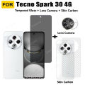 Tecno Spark 30 4G Anti-Spy Tempered Glass for Tecno Spark 30C 30 Pro 4G Privacy Screen Protector 3 in 1 Carbon Fiber Film and Camera Protector. 