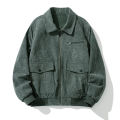 Coat Men's Autumn and Winter Fleece-lined Warm Japanese Retro Style Trends Corduroy Loose Casual Polo Collar Men's Clothing. 