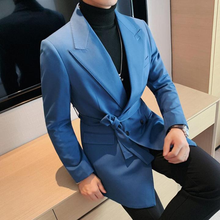 Latest design blue double breasted formal wedding suits for men