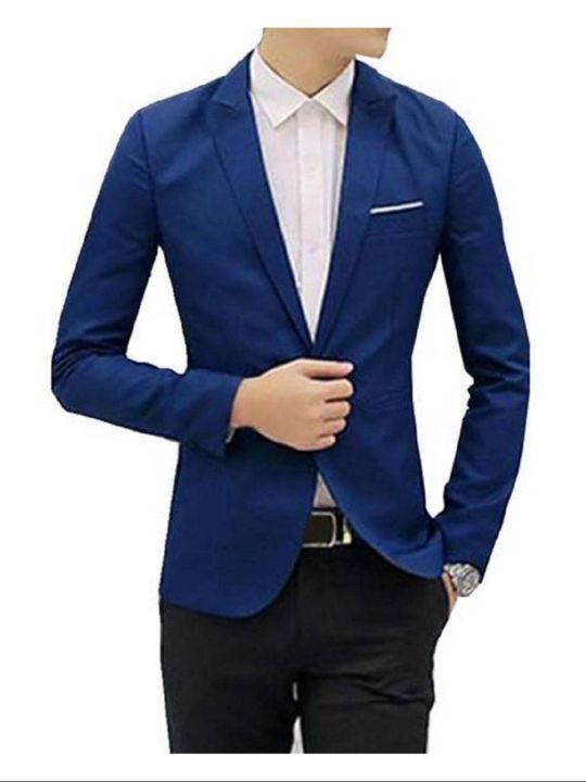 Navy%20blue%20%20Synthetic%20Casual%20Blazer%20For%20Men%20-%20Image%202