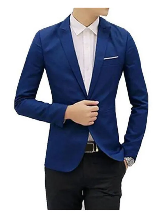 Navy%20blue%20%20Synthetic%20Casual%20Blazer%20For%20Men%20-%20Image%202