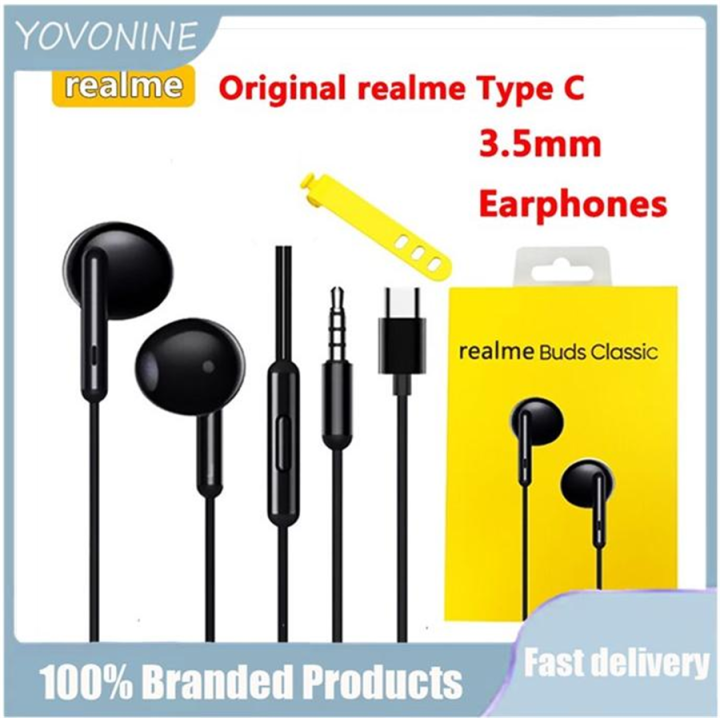 【FUPANG】Realme Buds Classic Earphone Type C In-Ear Headset 14.2mm Audio Drive HD Microphone Built-In For Smartphone