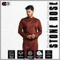 Men's Stylish Coffee Color Printed Casual Panjabi By Stone Rose - 16970P. 