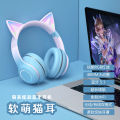 New Bluetooth Headset ST89M Gradient Color LED Luminous Cat Ear Wireless Bluetooth Earphone Headset. 