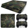 Camouflage Decal Sticker Skin Cover For Sony PS4 Slim Console + 2 Controller. 