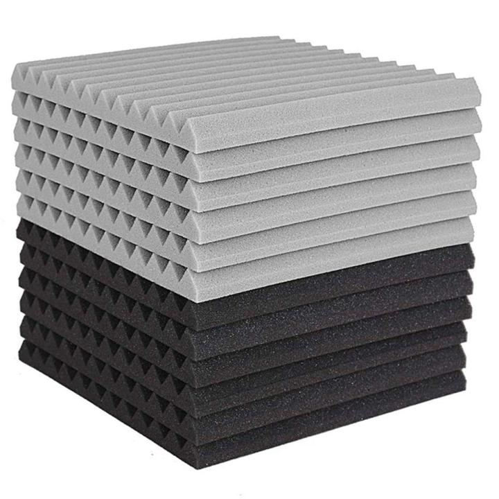 12 Pcs Acoustic Foam Board,Studio Wedge Tile,Acoustic Foam Soundproof Pyramid Studio Treatment Wall Panel 2.5X30X30cm