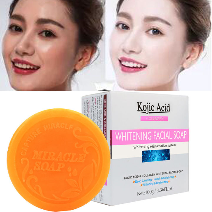 Kojic Acid Collagen Whitening Facial Soap Deeep Cleaning Repair Moisturizer Brightening 100g/3.36 FL.oz