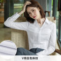 White Shirt Women's New Long Sleeve Spring, Summer, Autumn Business Clothing Workwear Korean Style Work Clothes Elegant Slim White Shirt. 
