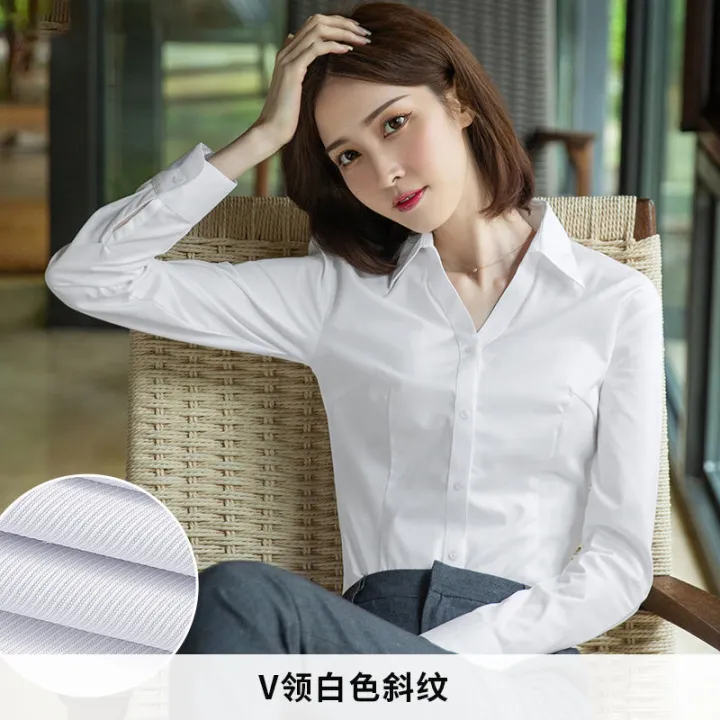 White%20Shirt%20Women's%20New%20Long%20Sleeve%20Spring,%20Summer,%20Autumn%20Business%20Clothing%20Workwear%20Korean%20Style%20Work%20Clothes%20Elegant%20Slim%20White%20Shirt%20-%20Image%209