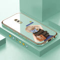 ZeroQiQi for Realme X Back Cover Gentle Girl Luxury 6D Plating Case Side Pattern Soft Silicone Square Phone Cases + Free Lanyard.