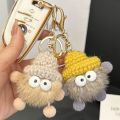 Mink fur small briquette pendant, car key chain pendant, Korean ins net red plush school bag, bag ornament gift. 