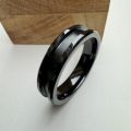 6MM Beveled Edge Center 3mm Groove black Ceramic Blank Ring For Inlay Women jewelry.