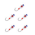 Ice fishing jigs set 5 Pcs Winter Ice Fishing Jigs Kit Hooks Lures for Bass Perch Crappie Micro 5MM Ice Fishing Gear.