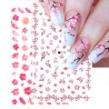 3D Personalized DIY Pink Sakura Nail Art Stickers Color Rose Flower Nail Art Slider Nail Decorative Decals Stickers.